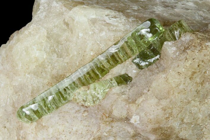 Yellow-Green Fluorapatite Crystal in Calcite - Ontario, Canada #137108